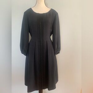 Jaeger, Luxury Pleat-on-Pleat 100% Silk Black Dress